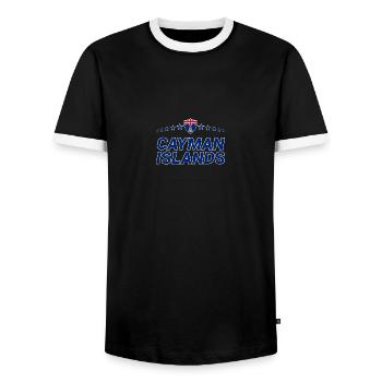 Cayman Islands - Men's Ringer Shirt - black/white - Front - AI Model Female 172 light (172cm) & AI Model Male 178 light (178cm)