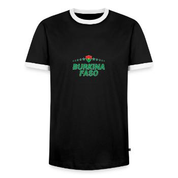 Burkina Faso - T-shirt contrasté Homme - noir/blanc - Devant - AI Model Female 172 light (172cm) & AI Model Male 178 light (178cm)