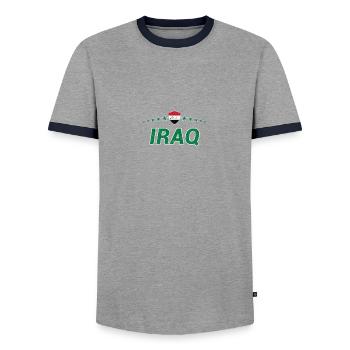 Iraq - Men's Ringer Shirt - grey/navy  - Front - AI Model Female 172 light (172cm) & AI Model Male 178 light (178cm)