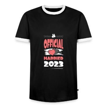 Hochzeit 2023 Herz Married - Männer Kontrast-T-Shirt - Schwarz/Weiß - Vorne - AI Model Female 172 light (172cm) & AI Model Male 178 light (178cm)
