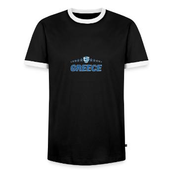 Griechenland - Männer Kontrast-T-Shirt - Schwarz/Weiß - Vorne - AI Model Female 172 light (172cm) & AI Model Male 178 light (178cm)