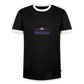 Kroatien - Männer Kontrast-T-Shirt - Schwarz/Weiß - Vorne - AI Model Female 172 light (172cm) & AI Model Male 178 light (178cm)
