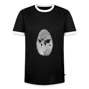 Internet one world - Men's Ringer Shirt - black/white - Front - AI Model Female 172 light (172cm) & AI Model Male 178 light (178cm)