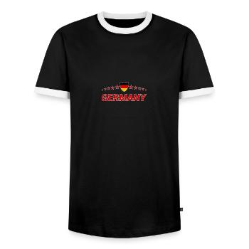 Germany - Men's Ringer Shirt - black/white - Front - AI Model Female 172 light (172cm) & AI Model Male 178 light (178cm)