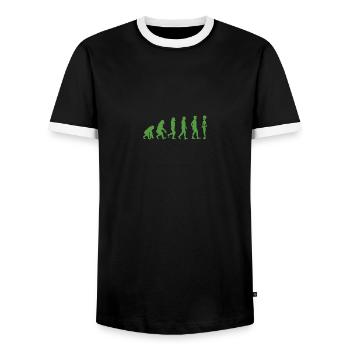 Alien / Area 51 / UFO: Evolution - Affe - Mensch - - Männer Kontrast-T-Shirt - Schwarz/Weiß - Vorne - AI Model Female 172 light (172cm) & AI Model Male 178 light (178cm)