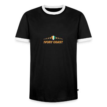 Côte d’Ivoire - T-shirt contrasté Homme - noir/blanc - Devant - AI Model Female 172 light (172cm) & AI Model Male 178 light (178cm)