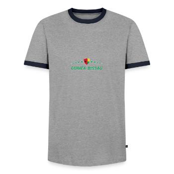 Guinea-Bissau - Men's Ringer Shirt - grey/navy  - Front - AI Model Female 172 light (172cm) & AI Model Male 178 light (178cm)