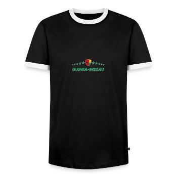 Guinée-Bissau - T-shirt contrasté Homme - noir/blanc - Devant - AI Model Female 172 light (172cm) & AI Model Male 178 light (178cm)