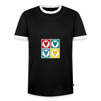 ALLES GUTE ZUM GEBURTSTAG. ALLES GUTE ZUM GEBURTSTAG. JAHRESTAG. - Männer Kontrast-T-Shirt - Schwarz/Weiß - Vorne - AI Model Female 172 light (172cm) & AI Model Male 178 light (178cm)