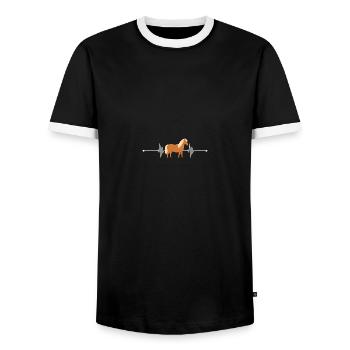 Island Pferde Isländer Pony Reiten Herzschlag - Männer Kontrast-T-Shirt - Schwarz/Weiß - Vorne - AI Model Female 172 light (172cm) & AI Model Male 178 light (178cm)