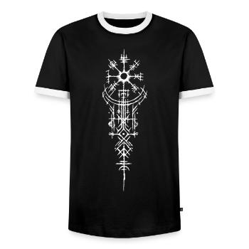 Wikinger Tattoo - Männer Kontrast-T-Shirt - Schwarz/Weiß - Vorne - AI Model Female 172 light (172cm) & AI Model Male 178 light (178cm)