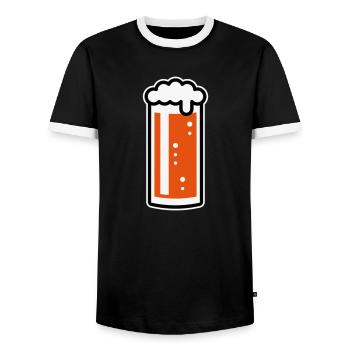 German Altbier Glass (Beer / Ale / 3C) - Men's Ringer Shirt - black/white - Front - AI Model Female 172 light (172cm) & AI Model Male 178 light (178cm)