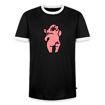 Sexy geile Sau - Männer Kontrast-T-Shirt - Schwarz/Weiß - Vorne - AI Model Female 172 light (172cm) & AI Model Male 178 light (178cm)
