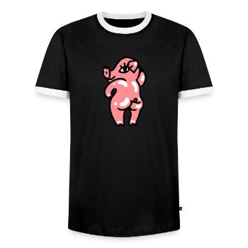 Sexy geile Sau 3 - Männer Kontrast-T-Shirt - Schwarz/Weiß - Vorne - AI Model Female 172 light (172cm) & AI Model Male 178 light (178cm)