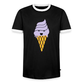 crème glacée - crème glacée de gaufre - T-shirt contrasté Homme - noir/blanc - Devant - AI Model Female 172 light (172cm) & AI Model Male 178 light (178cm)