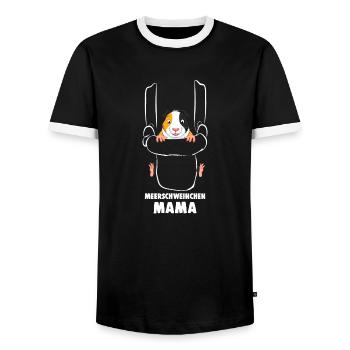 Meerschweinchen Mama - Männer Kontrast-T-Shirt - Schwarz/Weiß - Vorne - AI Model Female 172 light (172cm) & AI Model Male 178 light (178cm)