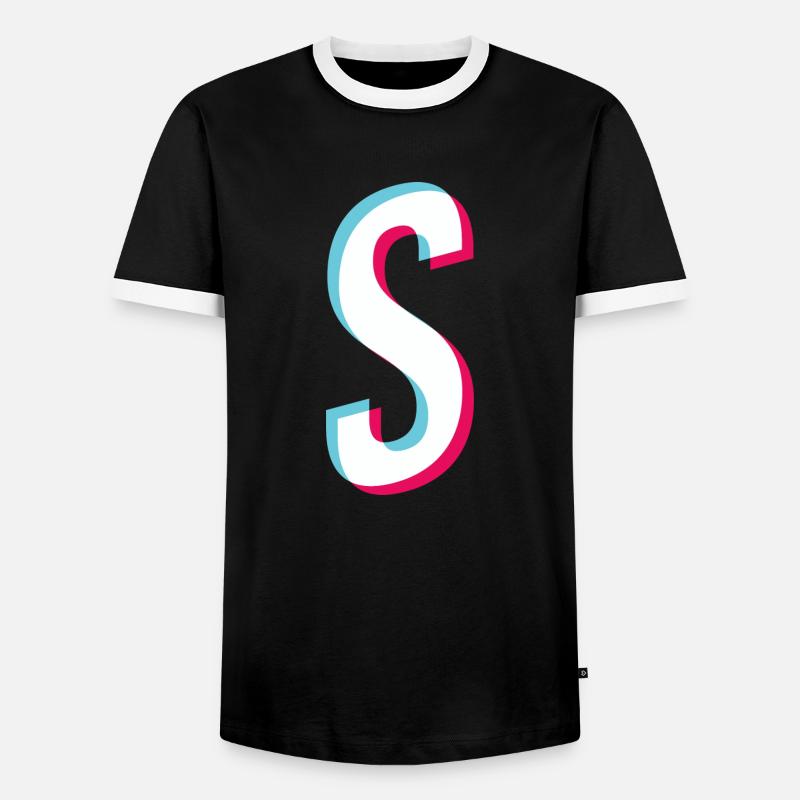 S - Buchstabe S - Männer Kontrast-T-Shirt - Schwarz/Weiß