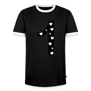 1 anniversaire avec le cœur - T-shirt contrasté Homme - noir/blanc - Devant - AI Model Female 172 light (172cm) & AI Model Male 178 light (178cm)