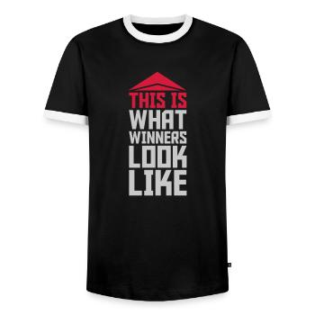 À quoi ressemblent les gagnants - T-shirt contrasté Homme - noir/blanc - Devant - AI Model Female 172 light (172cm) & AI Model Male 178 light (178cm)