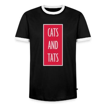 Citation de chats et de tats - T-shirt contrasté Homme - noir/blanc - Devant - AI Model Female 172 light (172cm) & AI Model Male 178 light (178cm)