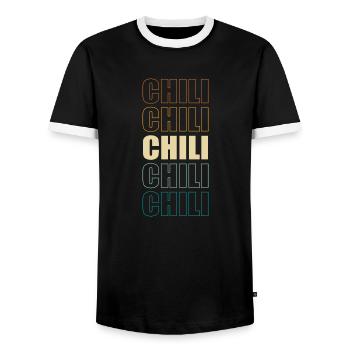 Vintage Chili Retro Pepper Spicy - Männer Kontrast-T-Shirt - Schwarz/Weiß - Vorne - AI Model Female 172 light (172cm) & AI Model Male 178 light (178cm)