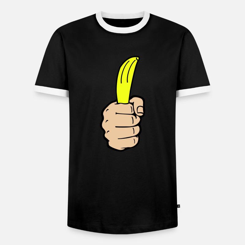 Banane à la main - T-shirt contrasté Homme - noir/blanc