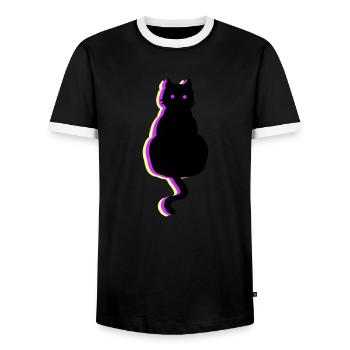 Leuchtkatze pink - Männer Kontrast-T-Shirt - Schwarz/Weiß - Vorne - AI Model Female 172 light (172cm) & AI Model Male 178 light (178cm)