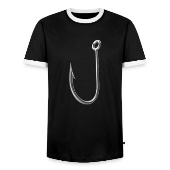 Angelhaken 3D - Fishing Hook - Männer Kontrast-T-Shirt - Schwarz/Weiß - Vorne - AI Model Female 172 light (172cm) & AI Model Male 178 light (178cm)