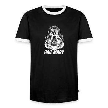 Hail Mary Football - Men's Ringer Shirt - black/white - Front - AI Model Female 172 light (172cm) & AI Model Male 178 light (178cm)