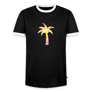 Watercolor Palm Tree Summer - Men's Ringer Shirt - black/white - Front - AI Model Female 172 light (172cm) & AI Model Male 178 light (178cm)