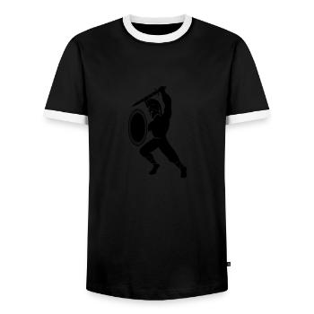 sparta warrior - Men's Ringer Shirt - black/white - Front - AI Model Female 172 light (172cm) & AI Model Male 178 light (178cm)