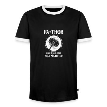 FA-THOR Lustiges Geschenk für Papa Vatertag Vati - Männer Kontrast-T-Shirt - Schwarz/Weiß - Vorne - AI Model Female 172 light (172cm) & AI Model Male 178 light (178cm)
