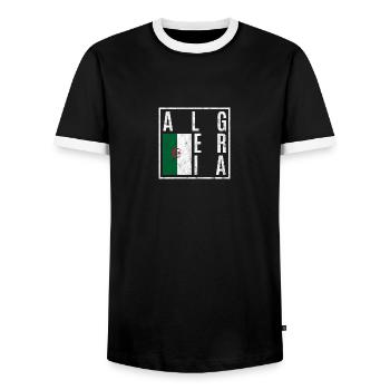 Algeria - Men's Ringer Shirt - black/white - Front - AI Model Female 172 light (172cm) & AI Model Male 178 light (178cm)