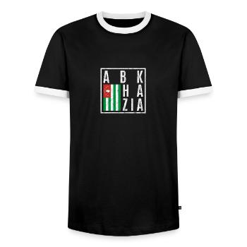 Abkhazia - Men's Ringer Shirt - black/white - Front - AI Model Female 172 light (172cm) & AI Model Male 178 light (178cm)