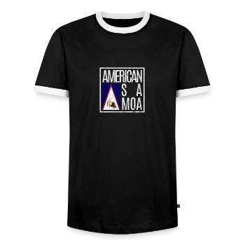 American Samoa - Men's Ringer Shirt - black/white - Front - AI Model Female 172 light (172cm) & AI Model Male 178 light (178cm)