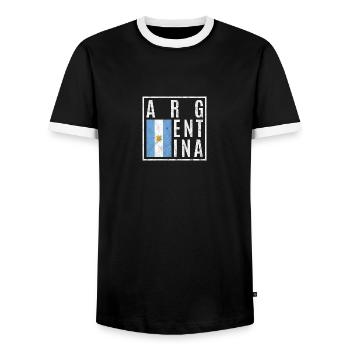Argentinien - Männer Kontrast-T-Shirt - Schwarz/Weiß - Vorne - AI Model Female 172 light (172cm) & AI Model Male 178 light (178cm)