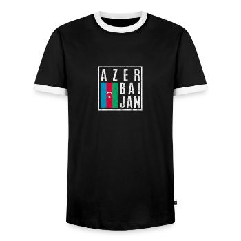 Azerbaijan - Men's Ringer Shirt - black/white - Front - AI Model Female 172 light (172cm) & AI Model Male 178 light (178cm)