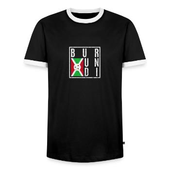 Burundi - Men's Ringer Shirt - black/white - Front - AI Model Female 172 light (172cm) & AI Model Male 178 light (178cm)