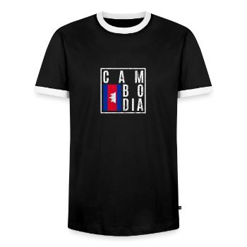 Cambodge - T-shirt contrasté Homme - noir/blanc - Devant - AI Model Female 172 light (172cm) & AI Model Male 178 light (178cm)
