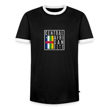 République centrafricaine - T-shirt contrasté Homme - noir/blanc - Devant - AI Model Female 172 light (172cm) & AI Model Male 178 light (178cm)