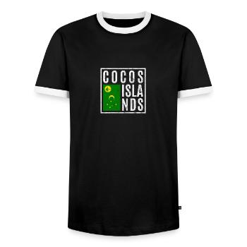 Îles Cocos - T-shirt contrasté Homme - noir/blanc - Devant - AI Model Female 172 light (172cm) & AI Model Male 178 light (178cm)