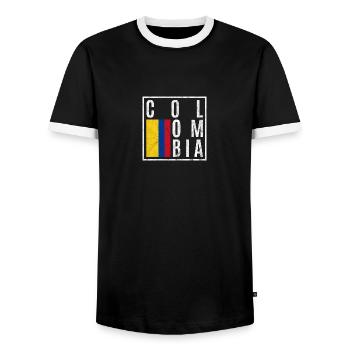 Kolumbien - Männer Kontrast-T-Shirt - Schwarz/Weiß - Vorne - AI Model Female 172 light (172cm) & AI Model Male 178 light (178cm)