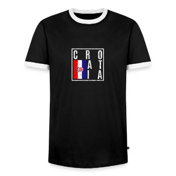Croatia - Men's Ringer Shirt - black/white - Front - AI Model Female 172 light (172cm) & AI Model Male 178 light (178cm)