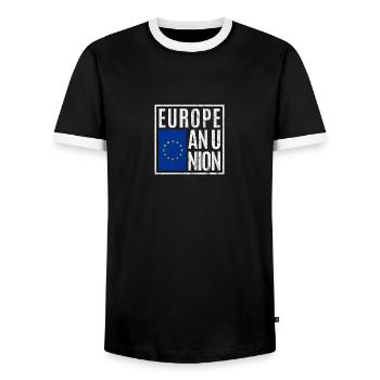 Union européenne - T-shirt contrasté Homme - noir/blanc - Devant - AI Model Female 172 light (172cm) & AI Model Male 178 light (178cm)