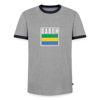 Gabon - Men's Ringer Shirt - grey/navy  - Front - AI Model Female 172 light (172cm) & AI Model Male 178 light (178cm)