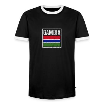 Gambia - Men's Ringer Shirt - black/white - Front - AI Model Female 172 light (172cm) & AI Model Male 178 light (178cm)