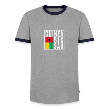 Guinea-Bissau - Men's Ringer Shirt - grey/navy  - Front - AI Model Female 172 light (172cm) & AI Model Male 178 light (178cm)