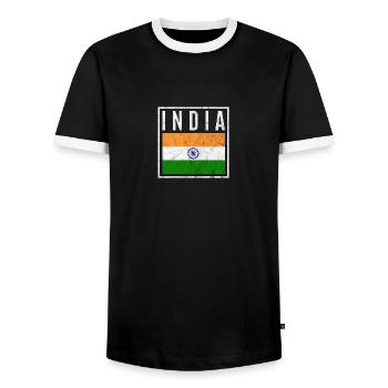Indien - Männer Kontrast-T-Shirt - Schwarz/Weiß - Vorne - AI Model Female 172 light (172cm) & AI Model Male 178 light (178cm)