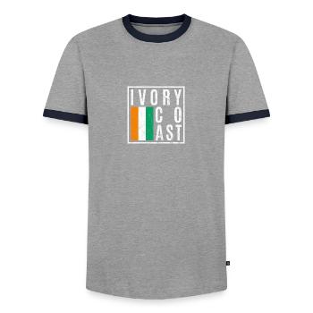 Ivory Coast - Men's Ringer Shirt - grey/navy  - Front - AI Model Female 172 light (172cm) & AI Model Male 178 light (178cm)
