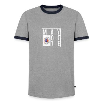 Mayotte - Men's Ringer Shirt - grey/navy  - Front - AI Model Female 172 light (172cm) & AI Model Male 178 light (178cm)